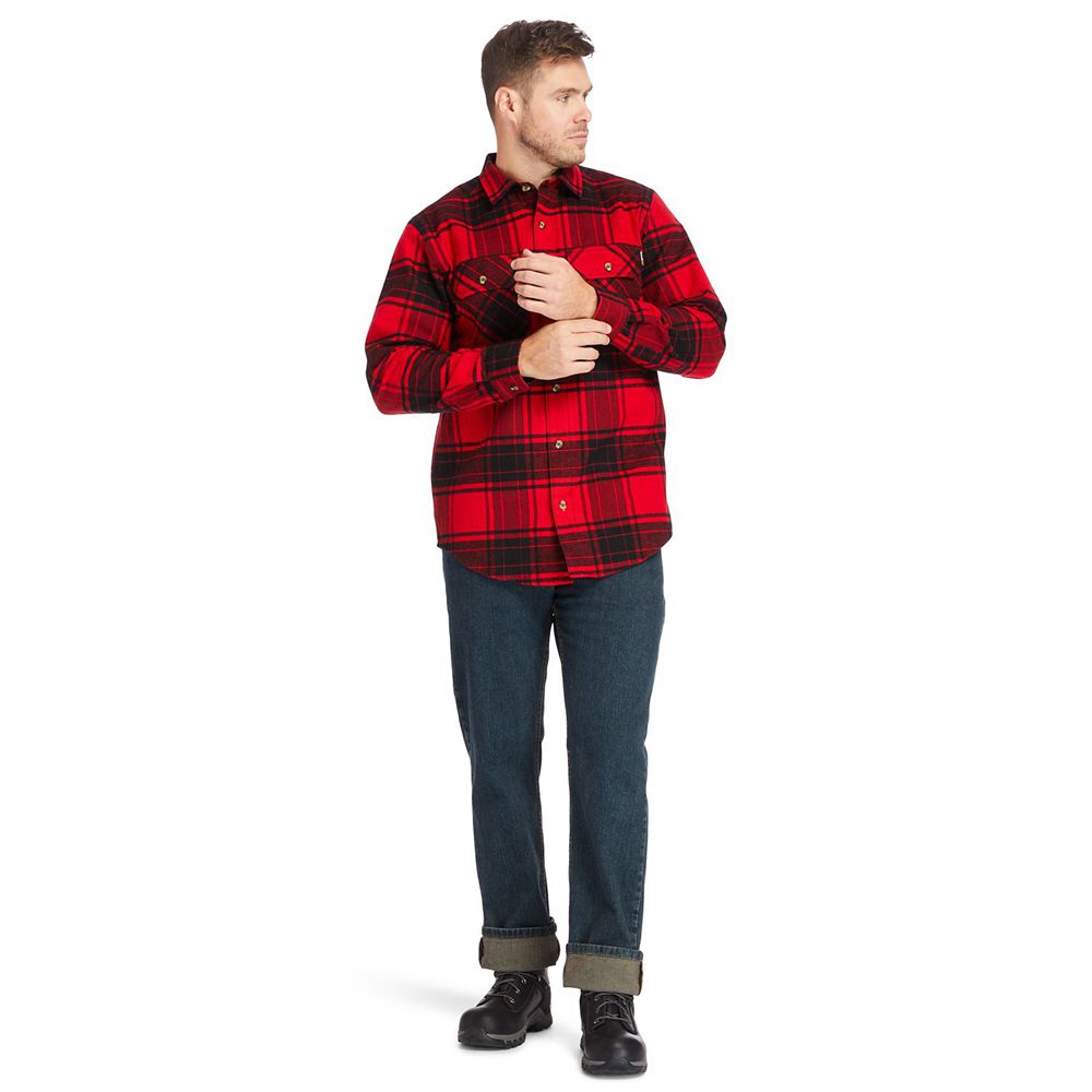 Camasi Timberland Barbati Rosii/Negrii - Pro® Woodfort Heavyweight Flannel Work - Romania - AXUPLI21